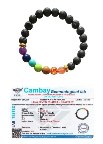7 Chakra Lava Stone Bracelet | Adjustable Gemstone Wristband for Men & Women | Meditation & Spiritual Jewellery