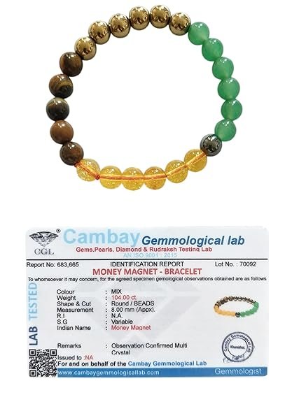 Natural Money Magnet Crystal Bracelet 8mm | Stretchable Gemstone Wristband for Men & Women | Wealth & Prosperity Jewellery