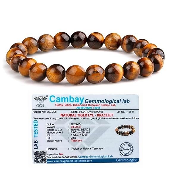 Natural Tiger Eye Bracelet | 8mm Stretchable Gemstone Wristband for Men and Women | Crystal Jewellery