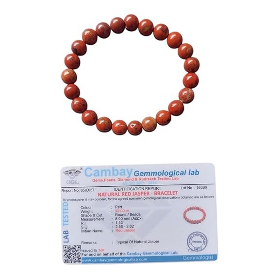 Natural Red Jasper Bracelet | 8mm Stretchable Gemstone Wristband for Men & Women | Stability & Grounding Jewellery
