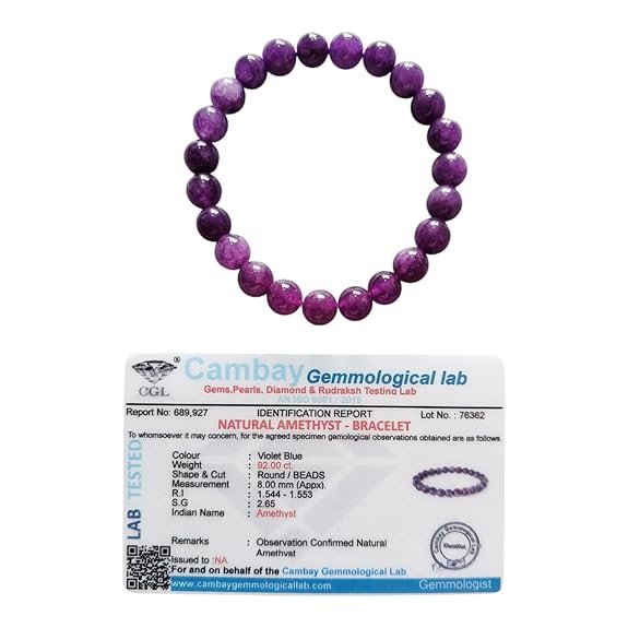 Amethyst Gemstone Bracelet 8mm | Stretchable Wristband for Men & Women | Crystal Jewellery