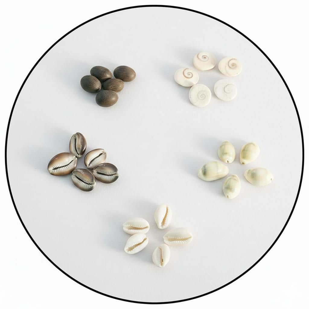 Combo of White Kaudi, Pili Kaudi, Kali Kaudi, Gomti Chakra & Kamal Gatta – 5 Pcs Each (Total 25 Pcs) | For Akshay Tritiya Diwali Puja, Lakshmi Puja & Kuber Pooja