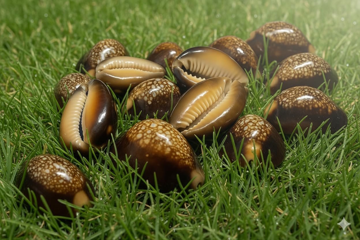 Raj Laxhmi Black Kauri - 11 Pieces || Kaali Kodi for Puja || Pooja Set Cowrie,Cowrie for decorative purpose, kaudi for laxmi Puja