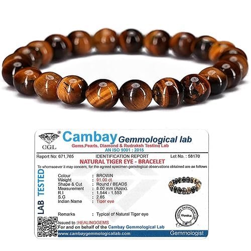 Natural Tiger Eye Bracelet | 8mm Stretchable Gemstone Wristband for Men and Women | Crystal Jewellery