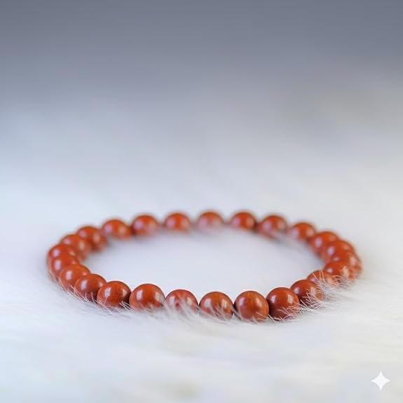 Natural Red Jasper Bracelet | 8mm Stretchable Gemstone Wristband for Men & Women | Stability & Grounding Jewellery
