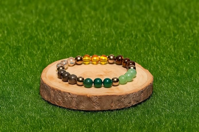 Natural Dhanyog Crystal Bracelet 8mm | Stretchable Gemstone Wristband for Men & Women | Wealth & Prosperity Jewellery
