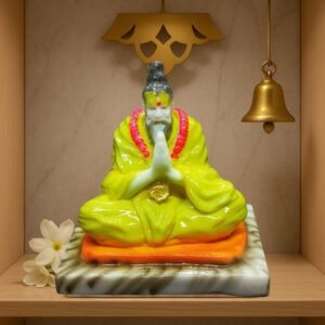 Premanand Ji Maharaj Idol | Marble Dust Finish Spiritual Statue for Home Temple, Office Desk & Car Dashboard | Namaste Pose | Meditation & Home Décor Showpiece