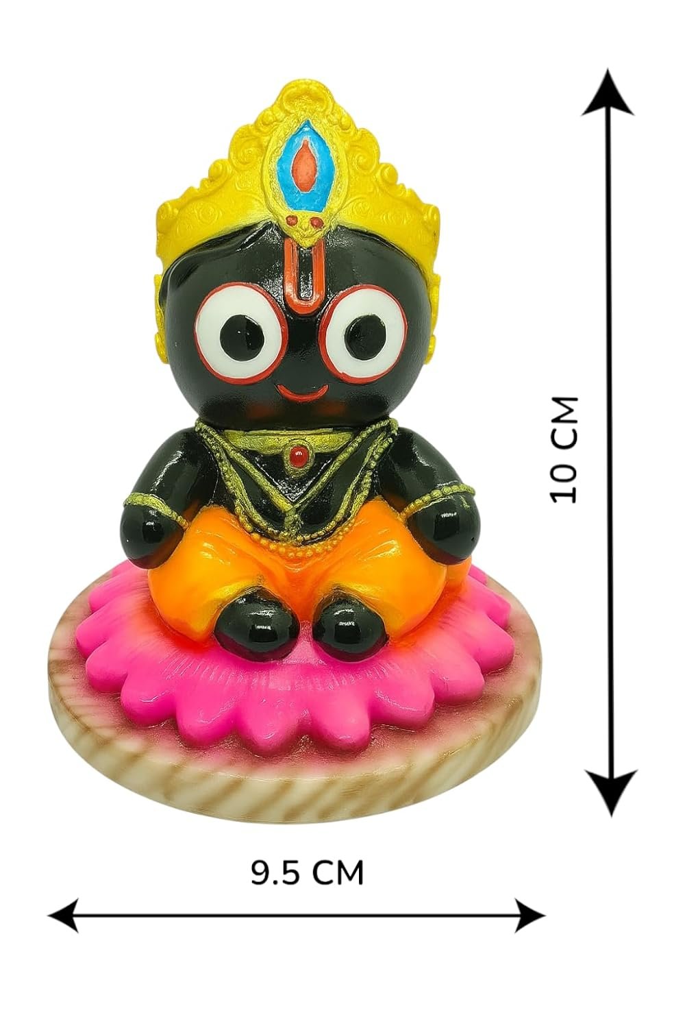 Handcrafted Lord Jagannath Idol on Kamal Base | Premium Marble Dust Murti for Home Temple, Car Dashboard, Pooja & Spiritual Gifting | Decorative Showpiece | 10 CM