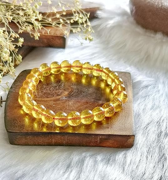 Natural Citrine Crystal Bracelet 8mm | Stretchable Healing Wristband for Men & Women | Wealth, Success & Prosperity Gemstone Jewellery