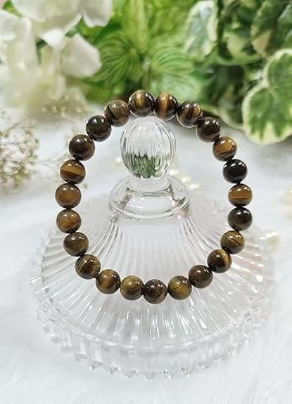 Natural Tiger Eye Bracelet | 8mm Stretchable Gemstone Wristband for Men and Women | Crystal Jewellery
