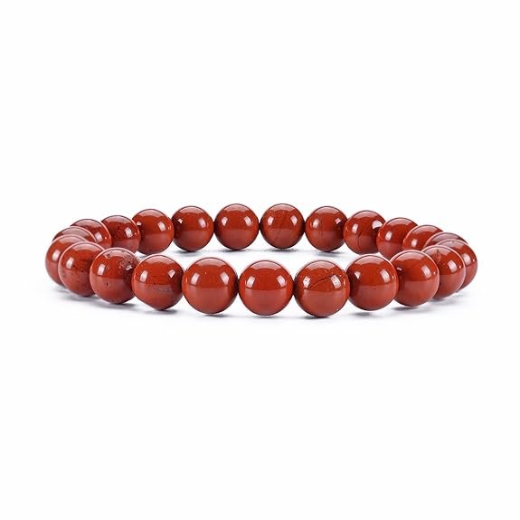 Natural Red Jasper Bracelet | 8mm Stretchable Gemstone Wristband for Men & Women | Stability & Grounding Jewellery