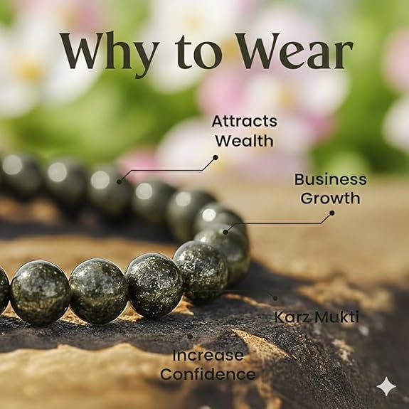 Natural Pyrite Bracelet | 8mm Metallic Gemstone Stretchable Wristband for Men & Women | Crystal Jewellery