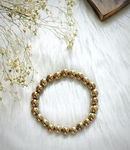 Original Certified Golden Pyrite Bracelet | Natural Pyrite Crystal Healing Bracelet for Wealth, Success & Protection | Reiki Energized Gemstones | Stretchable 8mm Beads (Pack of 1, Unisex)