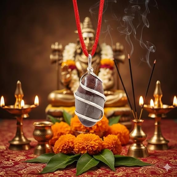 Swayambhoo Narmadeshwar Mahadev Shivling Natural Stone Pendant, Spiritual Protection and Energy, Unisex Religious Jewellery