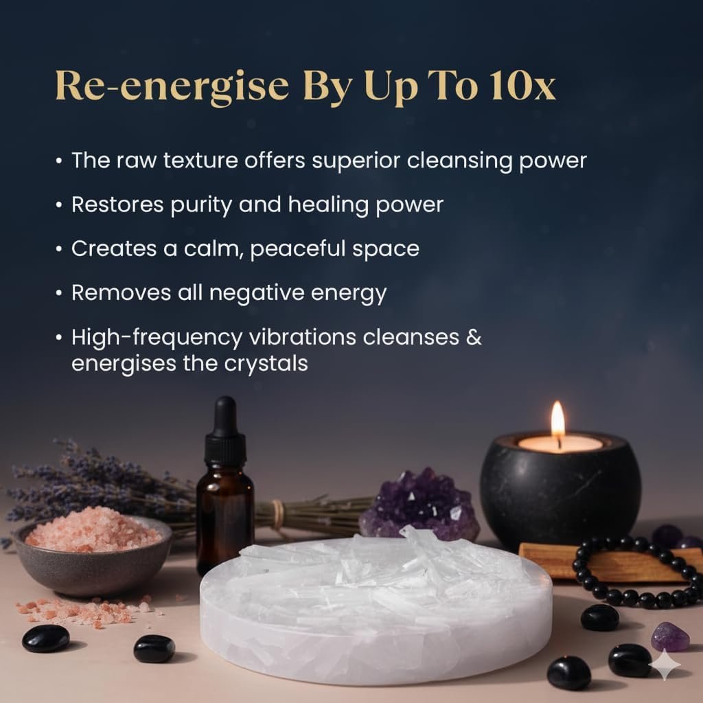 Raw Moroccan Selenite Charging Plate | Natural Crystal Charging & Cleansing Plate | Recharging Energy Plate for Bracelets, Stones & Jewelry