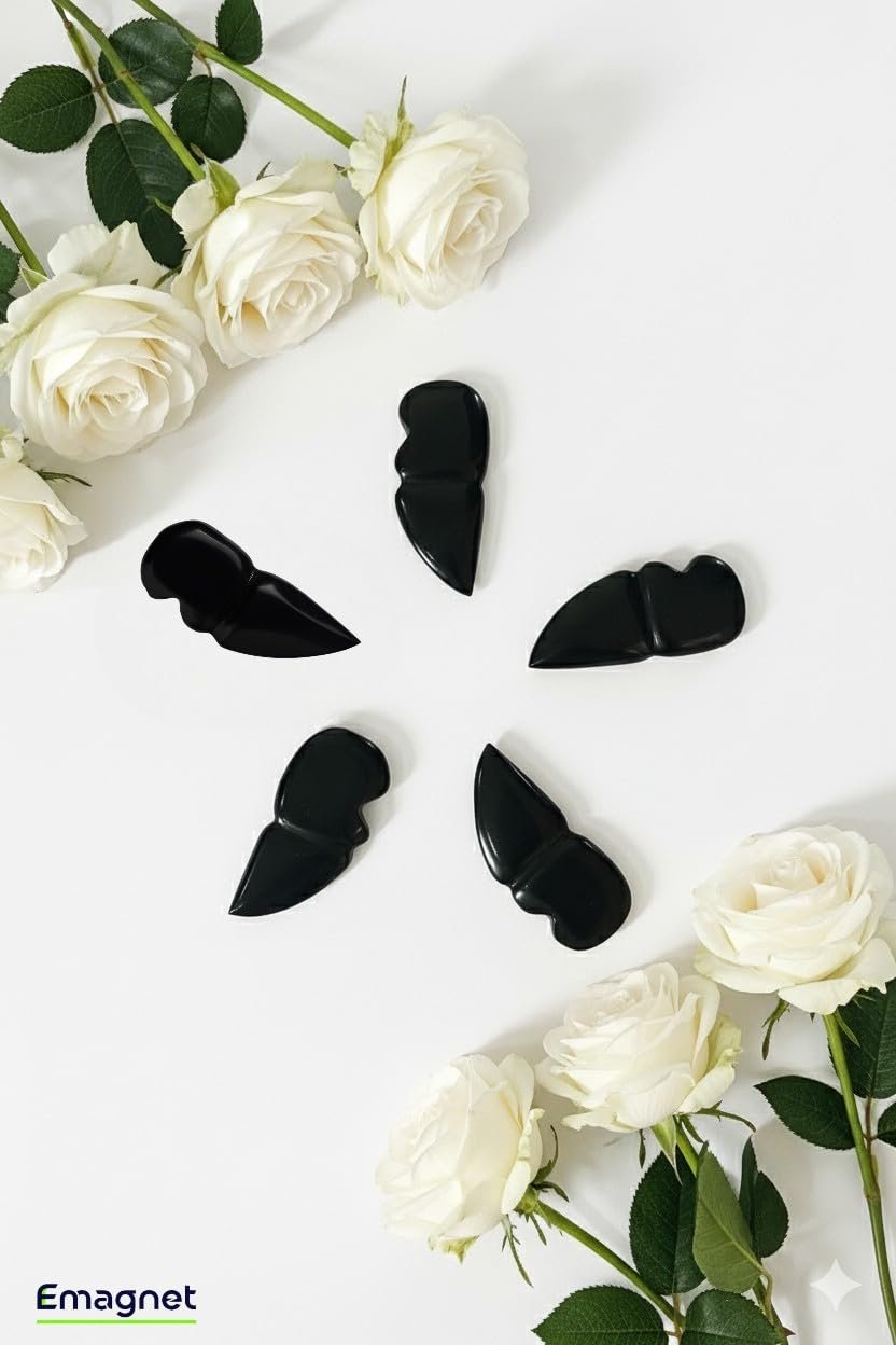 Natural Black Obsidian Selenite Knife Figurines – Crystal Stone Décor Ornaments for Home & Office | Reiki Healing, Energy Cleansing & Spiritual Gifts (Black Obsidian)