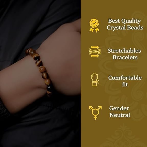 Natural Tiger Eye Bracelet | 8mm Stretchable Gemstone Wristband for Men and Women | Crystal Jewellery