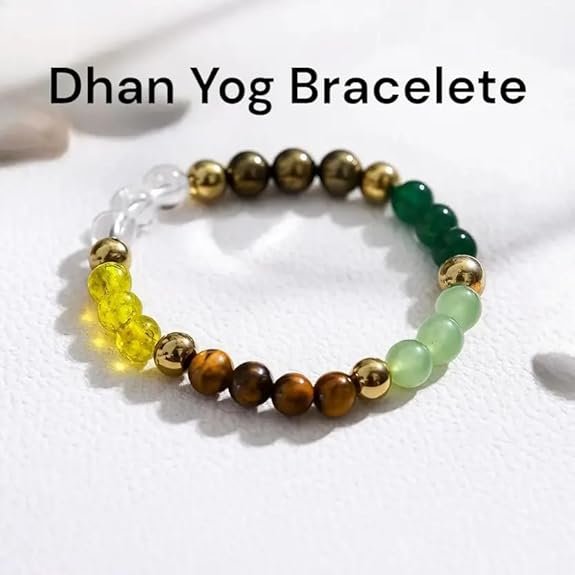 Natural Dhanyog Crystal Bracelet 8mm | Stretchable Gemstone Wristband for Men & Women | Wealth & Prosperity Jewellery