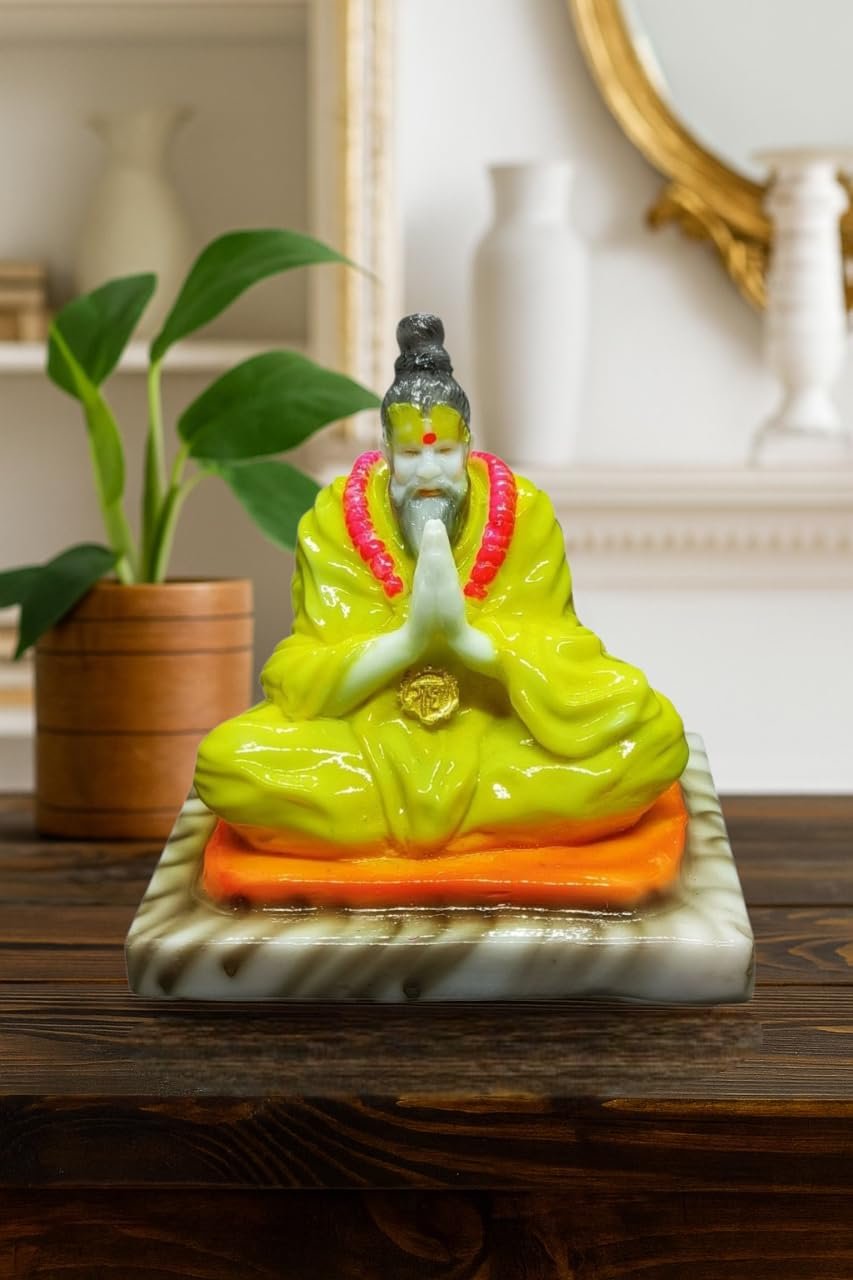 Premanand Ji Maharaj Idol | Marble Dust Finish Spiritual Statue for Home Temple, Office Desk & Car Dashboard | Namaste Pose | Meditation & Home Décor Showpiece