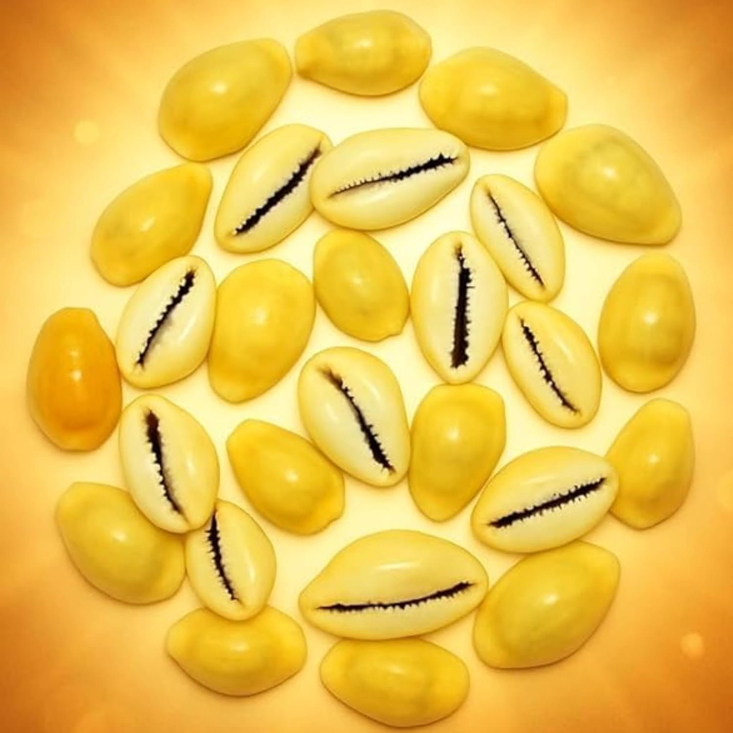 Pili Kodi Shells for Puja – Pack of 21 | Original Yellow Cowrie Shells for Diwali Laxmi Pujan, Kuber Puja & Home Décor | Kaudi Shells for Rangoli, Craft, Jewellery & DIY Decoration (21 Pcs)