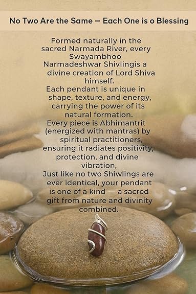 Swayambhoo Narmadeshwar Mahadev Shivling Natural Stone Pendant, Spiritual Protection and Energy, Unisex Religious Jewellery