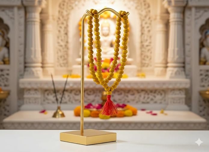 Unisex Adult Haldi Mala | Natural Turmeric Jap Mala (7mm Beads, 32 Inch Length, 108+1 Beads) | Spiritual, Prayer, Meditation & Puja | Pack of 1