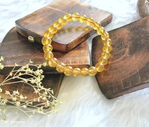Natural Citrine Crystal Bracelet 8mm | Stretchable Healing Wristband for Men & Women | Wealth, Success & Prosperity Gemstone Jewellery