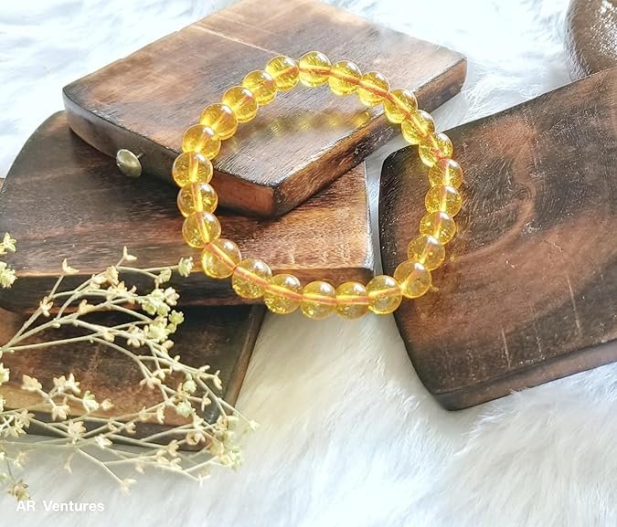 Natural Citrine Crystal Bracelet 8mm | Stretchable Healing Wristband for Men & Women | Wealth, Success & Prosperity Gemstone Jewellery