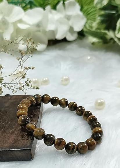 Natural Tiger Eye Bracelet | 8mm Stretchable Gemstone Wristband for Men and Women | Crystal Jewellery