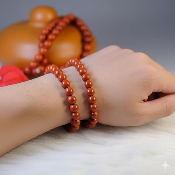 Natural Red Jasper Bracelet | 8mm Stretchable Gemstone Wristband for Men & Women | Stability & Grounding Jewellery