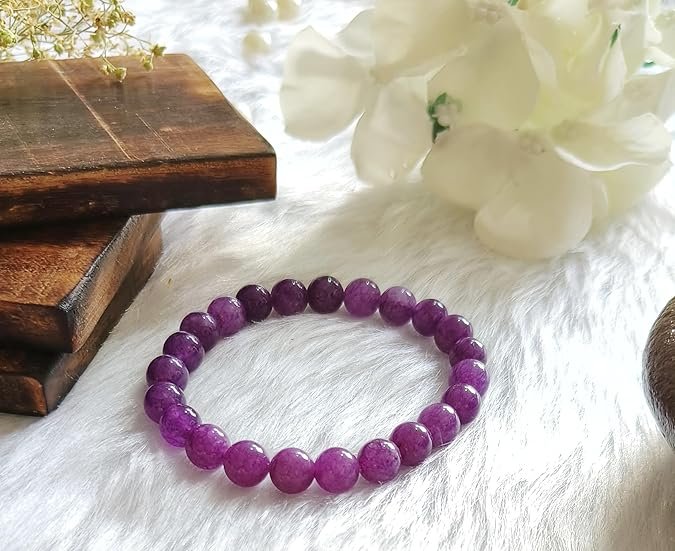 Amethyst Gemstone Bracelet 8mm | Stretchable Wristband for Men & Women | Crystal Jewellery