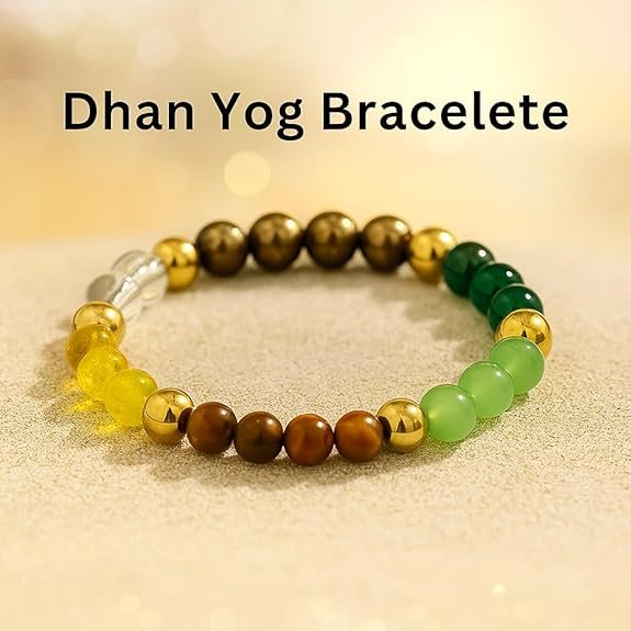 Natural Dhanyog Crystal Bracelet 8mm | Stretchable Gemstone Wristband for Men & Women | Wealth & Prosperity Jewellery