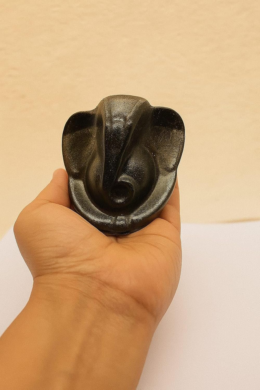 Natural Pyrite Ganesha Idol, Handcrafted Wealth & Vastu Talisman, Compact Decor for Home Office Car, Metallic Finish, Grey, 8 CM