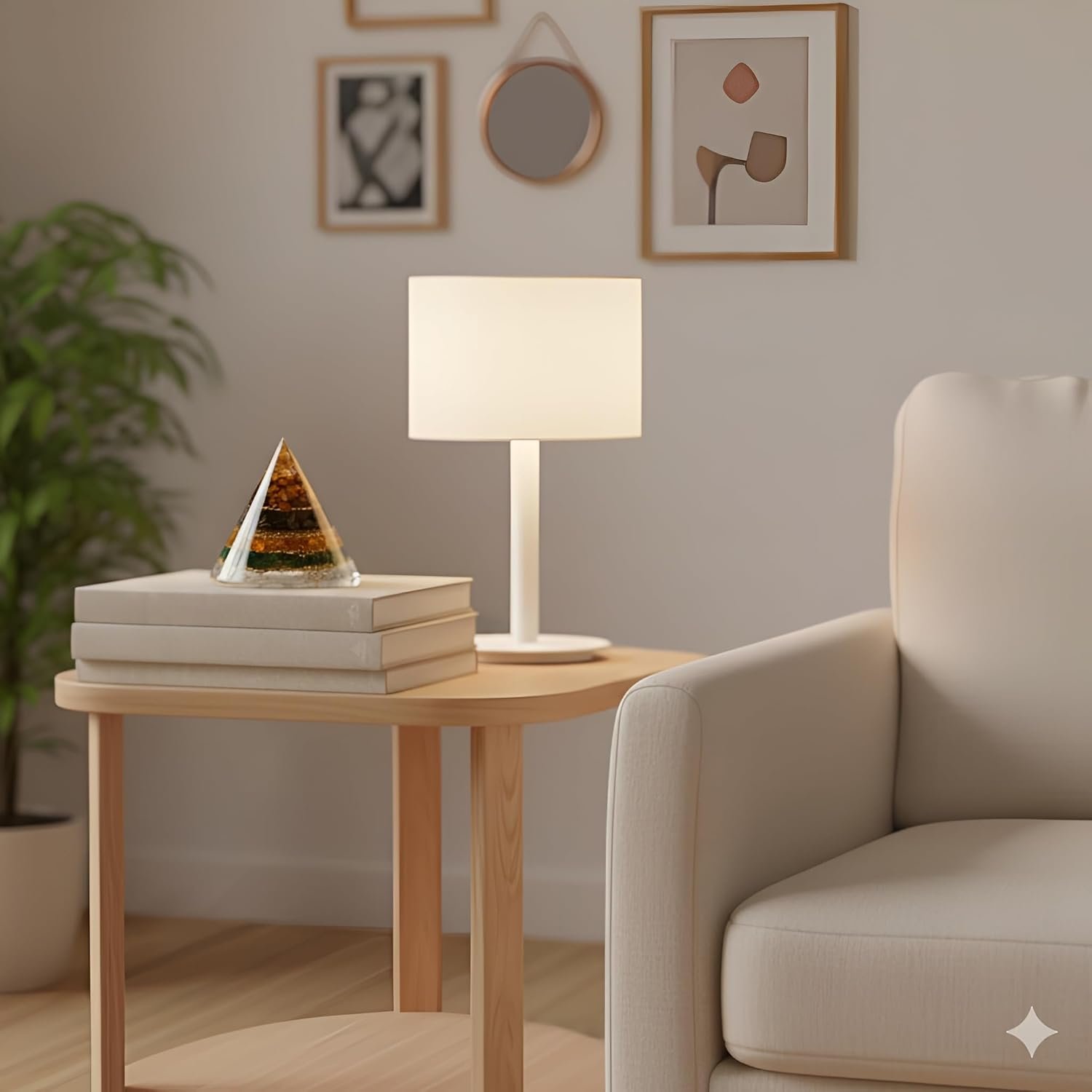 Conical Dhan YOG Pyramid with Selenite Base | Decorative Vastu Pyramid for Home, Office & Mandir | Spiritual Home Décor for Positive Energy & Prosperity
