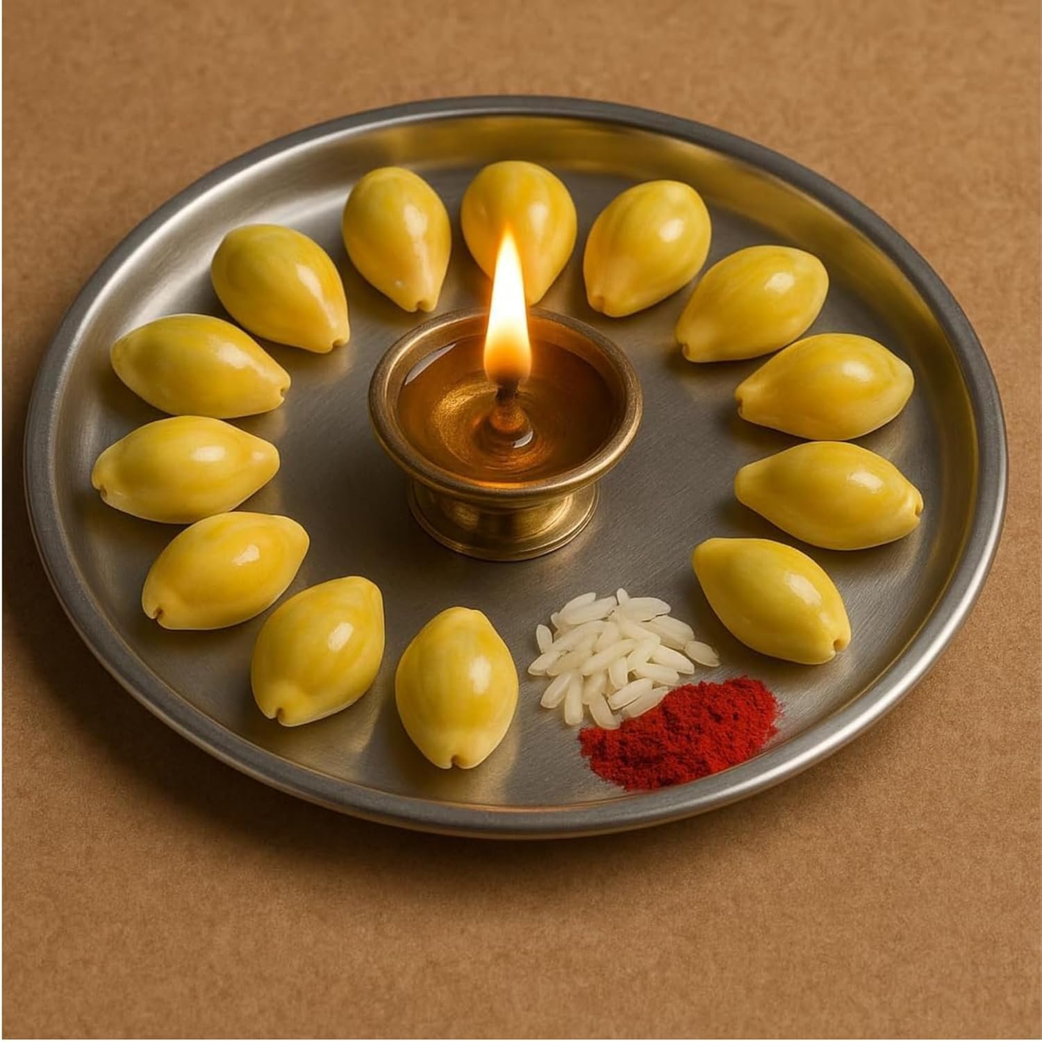 Pili Kodi Shells for Puja – Pack of 11 | Original Yellow Cowrie Shells for Diwali Laxmi Pujan, Kuber Puja & Home Decoration | Kaudi Shells for Crafts, Jewelry, Rangoli & Vastu Decor (11 Pcs)