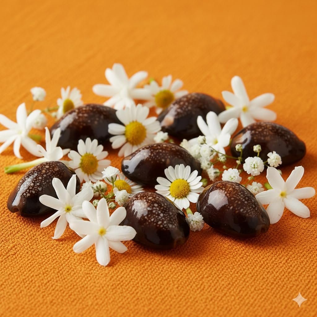 Raj Laxhmi Black Kauri - 11 Pieces || Kaali Kodi for Puja || Pooja Set Cowrie,Cowrie for decorative purpose, kaudi for laxmi Puja