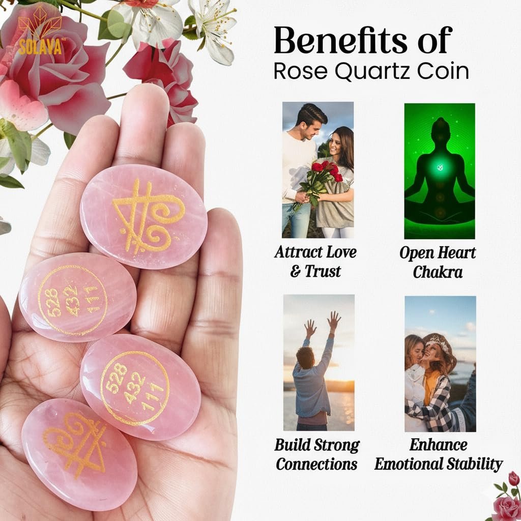 Rose Quartz Zibu Coin – Pre-Energized Natural Crystal Stone for Love, Trust, Compassion, Relationship Healing, Manifestation & Meditation (1 Piece)