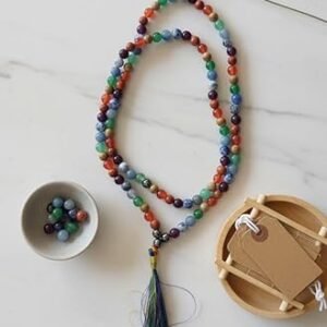 Lab Certified Navgrah Healing Crystal Mala for Men & Women | 9 Colour Chakra Stone Mala Necklace (27 Inch, 6mm Beads) | Unisex Meditation, Reiki & Spiritual Prayer Mala | Pack of 1