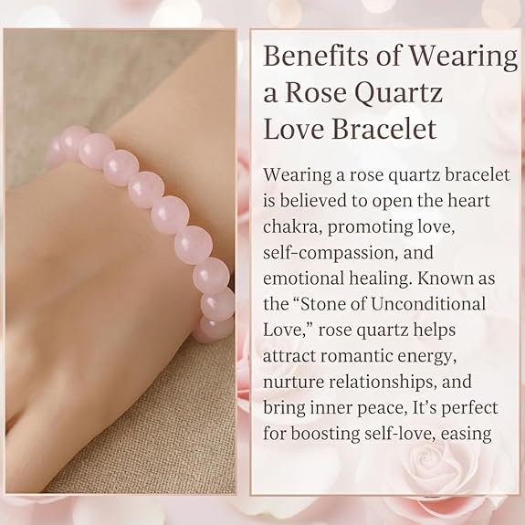 Certified Natural Rose Quartz Crystal Healing Bracelet for Men & Women | Reiki Energized Stone of Love & Compassion | 8mm Beads Stretchable Heart Chakra Energy Wristband – Pack of 1