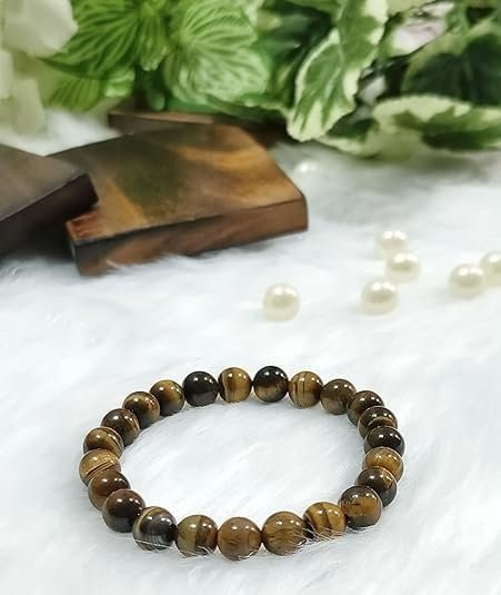 Natural Tiger Eye Bracelet | 8mm Stretchable Gemstone Wristband for Men and Women | Crystal Jewellery