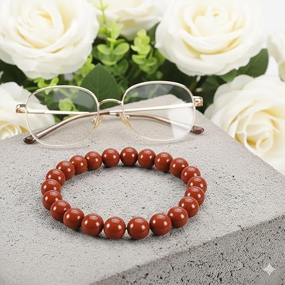 Natural Red Jasper Bracelet | 8mm Stretchable Gemstone Wristband for Men & Women | Stability & Grounding Jewellery