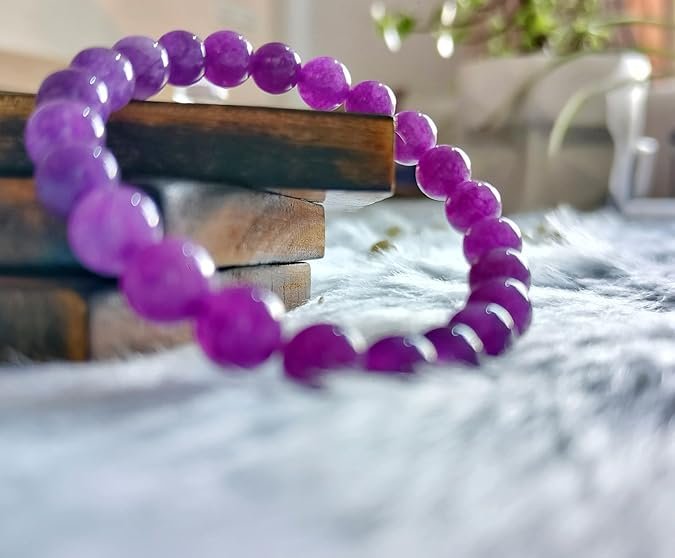 Amethyst Gemstone Bracelet 8mm | Stretchable Wristband for Men & Women | Crystal Jewellery