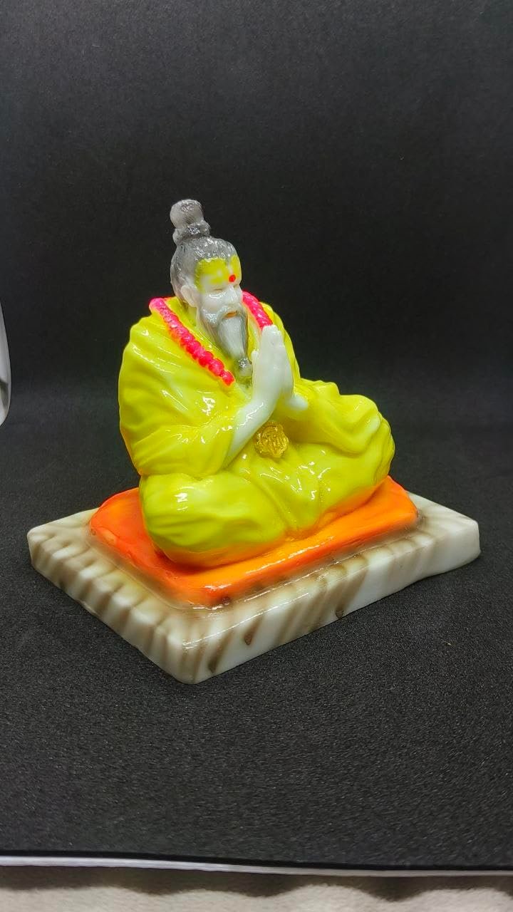 Premanand Ji Maharaj Idol | Marble Dust Finish Spiritual Statue for Home Temple, Office Desk & Car Dashboard | Namaste Pose | Meditation & Home Décor Showpiece
