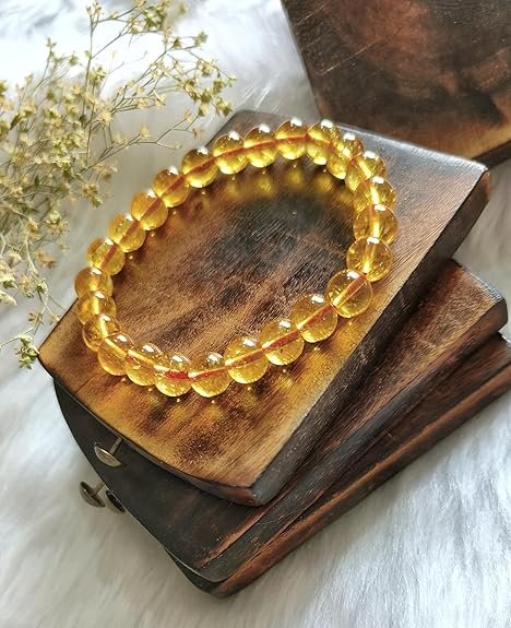Natural Citrine Crystal Bracelet 8mm | Stretchable Healing Wristband for Men & Women | Wealth, Success & Prosperity Gemstone Jewellery