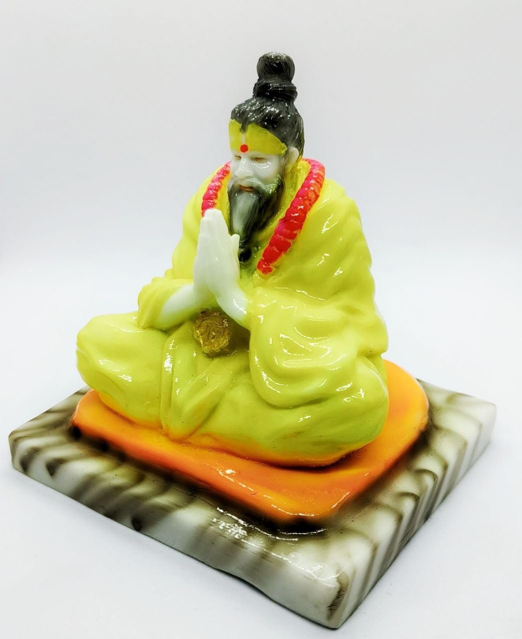Premanand Ji Maharaj Idol | Marble Dust Finish Spiritual Statue for Home Temple, Office Desk & Car Dashboard | Namaste Pose | Meditation & Home Décor Showpiece