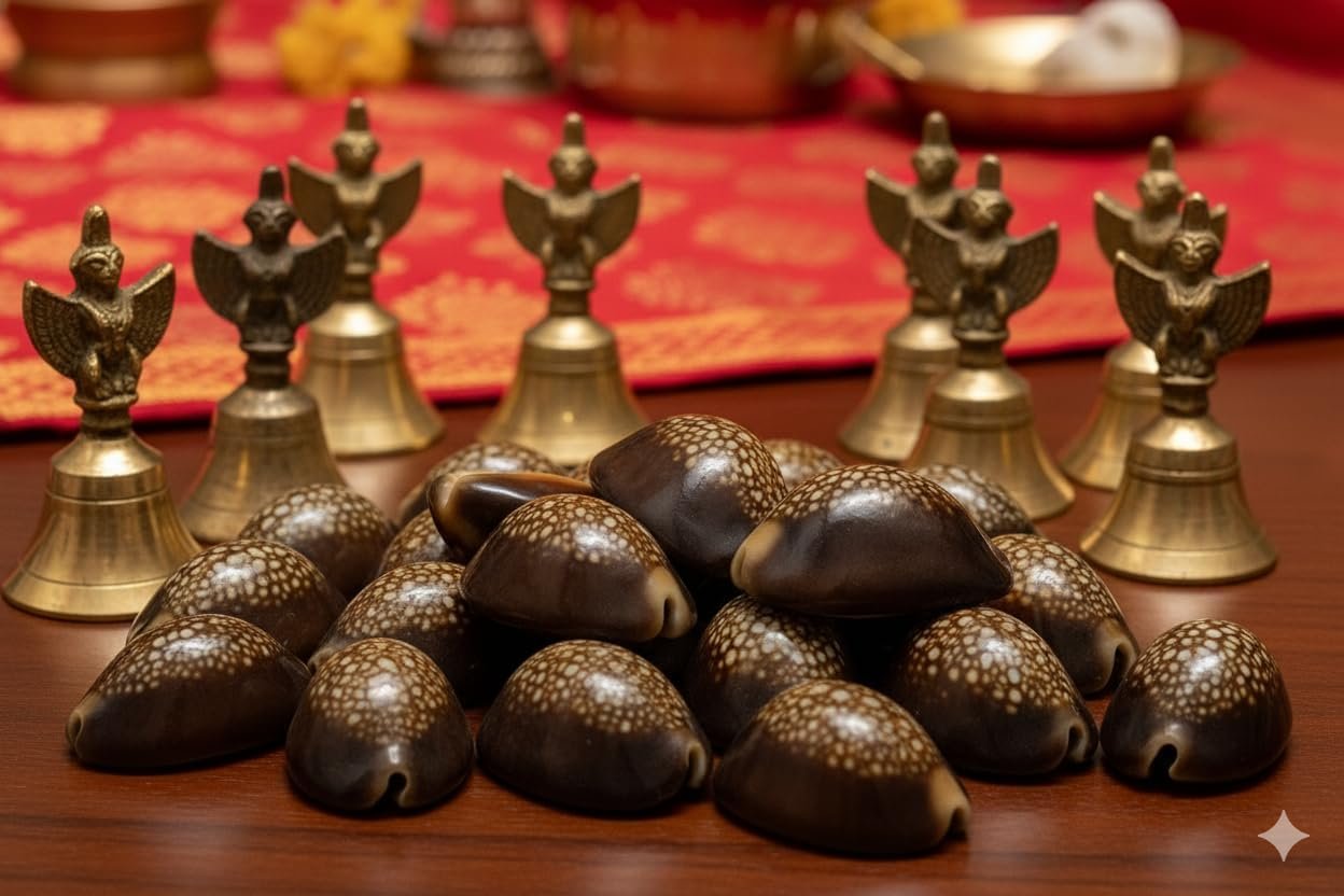Raj Laxhmi Black Kauri - 11 Pieces || Kaali Kodi for Puja || Pooja Set Cowrie,Cowrie for decorative purpose, kaudi for laxmi Puja