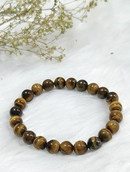 Natural Tiger Eye Bracelet | 8mm Stretchable Gemstone Wristband for Men and Women | Crystal Jewellery