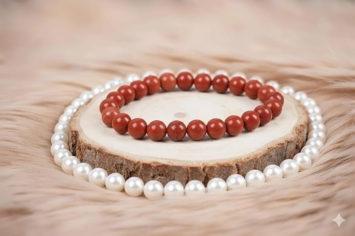 Natural Red Jasper Bracelet | 8mm Stretchable Gemstone Wristband for Men & Women | Stability & Grounding Jewellery