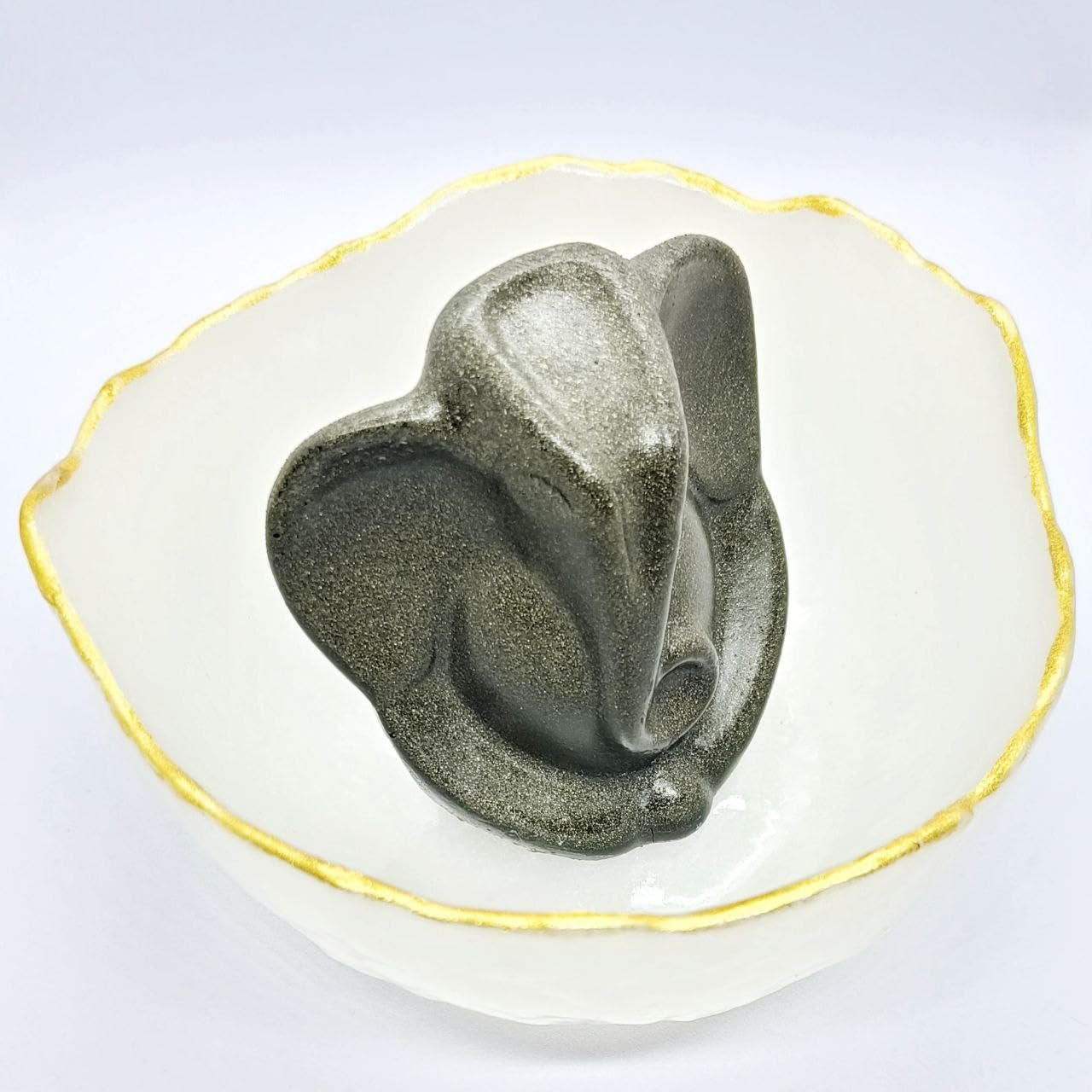 Pyrite Ganesha Idol with Selenite Charging Bowl | 13 cm Natural Money Magnet Bowl Showpiece for Vastu, Wealth & Home Decor | Living Room, Office & Mandir Decoration