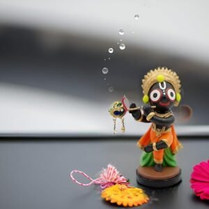 Handcrafted Lord Jagannath Idol with Flute (10 cm) | Premium Resin Murti for Home Temple, Car Dashboard, Pooja & Spiritual Gifting | Decorative Showpiece